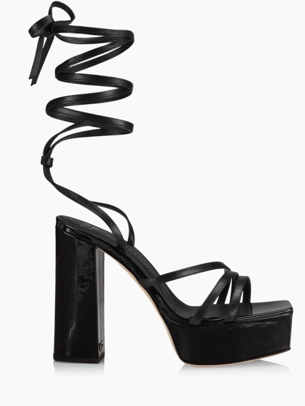 NEW Giuseppe Zanotti Blasvegas120 Metallic Leather La e up Sandals Black 38.5